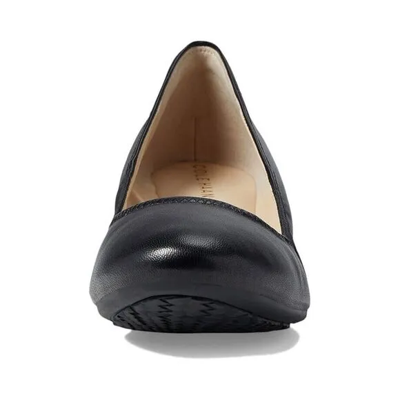 Cole Haan Sloane W28026 Sandals Women's 7 Black Leather Wedge Heel Pump ZPO1770