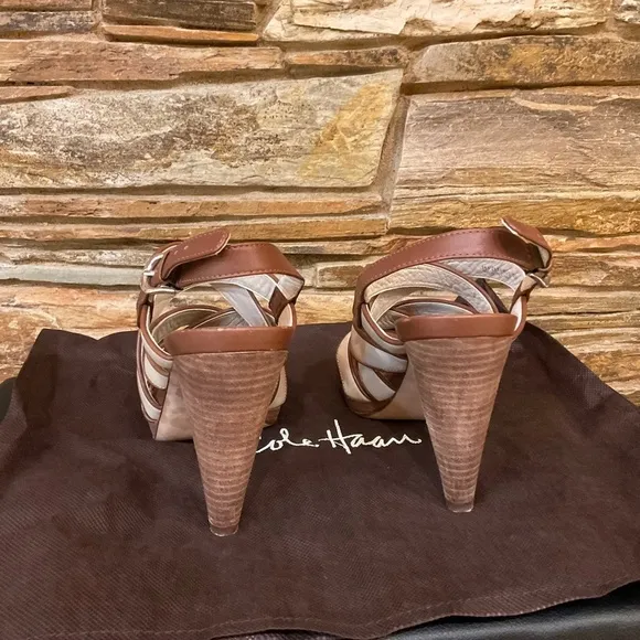 Cole Haan Tan/Brown Leather Cross Strap Sandals (9)