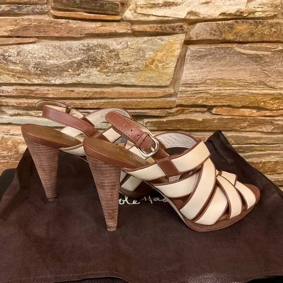 Cole Haan Tan/Brown Leather Cross Strap Sandals (9)