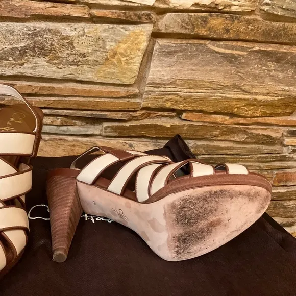 Cole Haan Tan/Brown Leather Cross Strap Sandals (9)