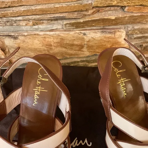 Cole Haan Tan/Brown Leather Cross Strap Sandals (9)