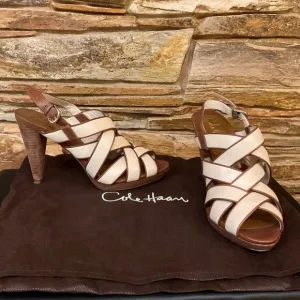 Cole Haan Tan/Brown Leather Cross Strap Sandals (9)