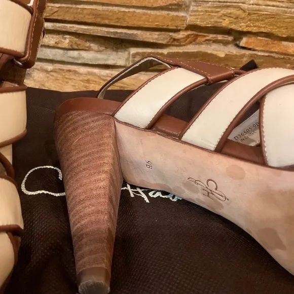 Cole Haan Tan/Brown Leather Cross Strap Sandals (9)