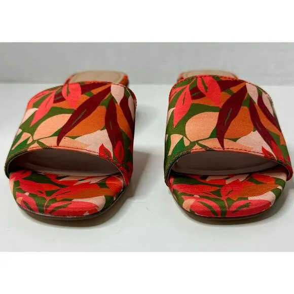Cole Haan Women's Calli Single-Band Block-Heel Sandals Multi Leaf Print Size 7
