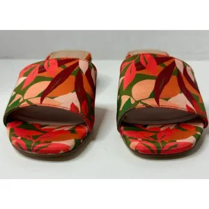 Cole Haan Women's Calli Single-Band Block-Heel Sandals Multi Leaf Print Size 7