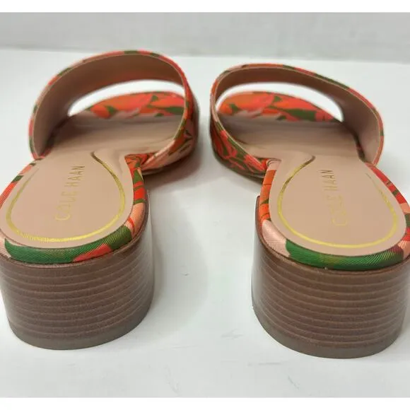 Cole Haan Women's Calli Single-Band Block-Heel Sandals Multi Leaf Print Size 7
