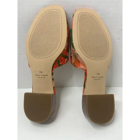 Cole Haan Women's Calli Single-Band Block-Heel Sandals Multi Leaf Print Size 7