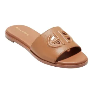 Cole Haan Women's Flynn Leather Logo Slide Sandals Brown Size 6 1/2