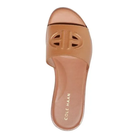 Cole Haan Women's Flynn Leather Logo Slide Sandals Brown Size 6 1/2