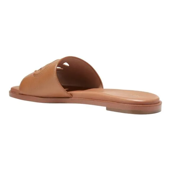 Cole Haan Women's Flynn Leather Logo Slide Sandals Brown Size 6 1/2