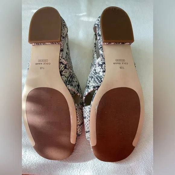 COLE HAAN Womens Modern Classics Lewis Snake Slip On Dress Sandals Shoes
