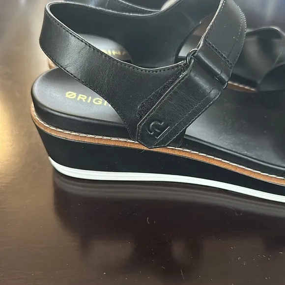 COLE HAAN Womens OriginalGrand PeytonFlatform Sandals Black Sz 9 Comfy Vacation