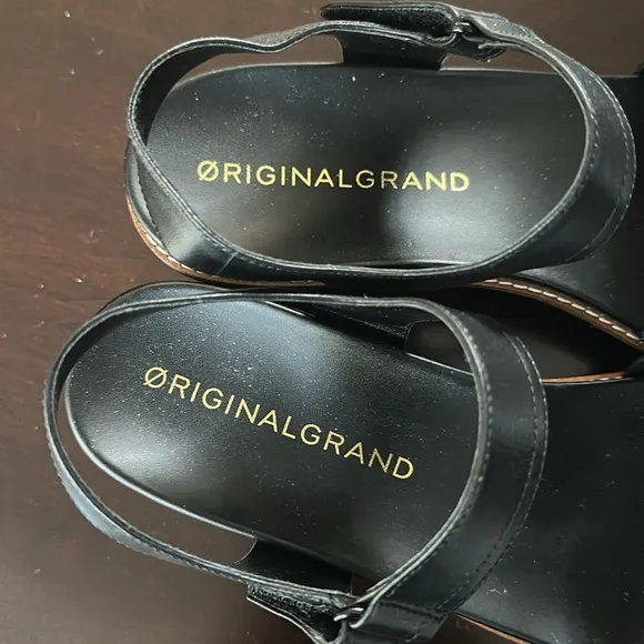 COLE HAAN Womens OriginalGrand PeytonFlatform Sandals Black Sz 9 Comfy Vacation