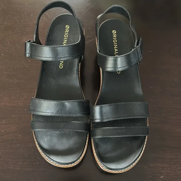 COLE HAAN Womens OriginalGrand PeytonFlatform Sandals Black Sz 9 Comfy Vacation