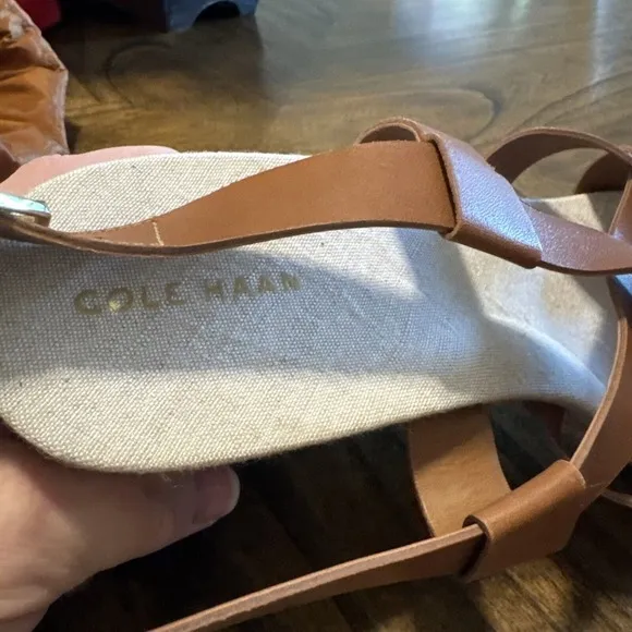 Cole Haan Women's Size 10 Crystal Slingback Wedge Sandals Brown Strappy