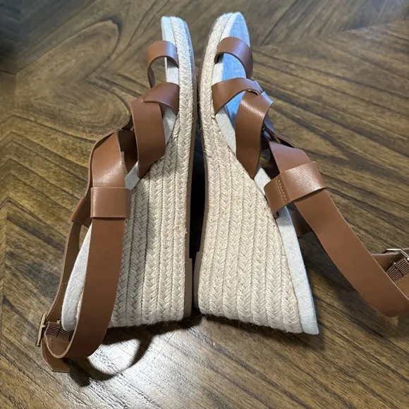 Cole Haan Women's Size 10 Crystal Slingback Wedge Sandals Brown Strappy