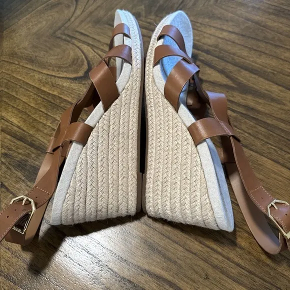 Cole Haan Women's Size 10 Crystal Slingback Wedge Sandals Brown Strappy