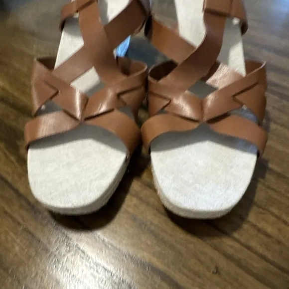 Cole Haan Women's Size 10 Crystal Slingback Wedge Sandals Brown Strappy
