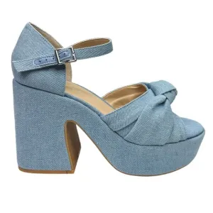 Copper Key Picnic Denim Platform Sandals - Size 10