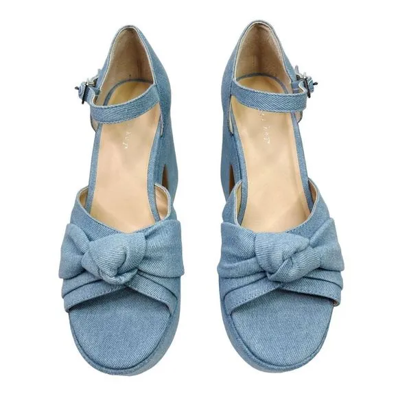 Copper Key Picnic Denim Platform Sandals - Size 10