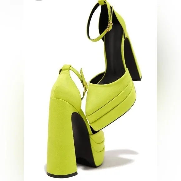 COPY - Sandals platform ,junky block suede synthetic green neon