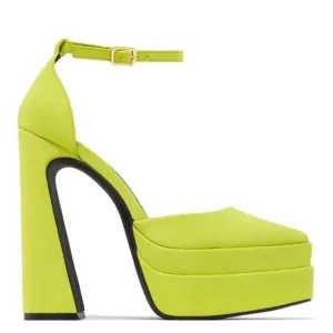 COPY - Sandals platform ,junky block suede synthetic green neon