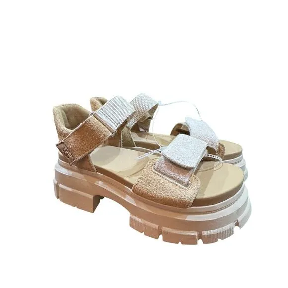 COPY - UGG Ashton Ankle Suede Platform Sandals Women’s 9.5 Beige Chunky Lug Sole