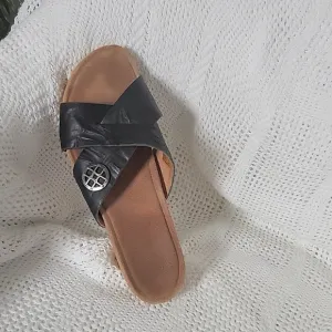 COPY - UGG black leather wedge sandals