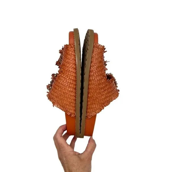 Coral Blue Orange Woven leather jeweled SandalNWOT - 8