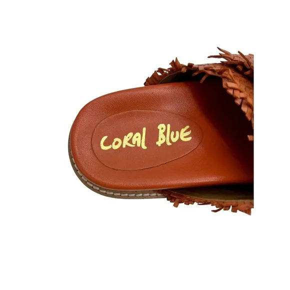 Coral Blue Orange Woven leather jeweled SandalNWOT - 8