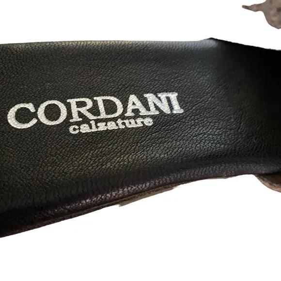 Cordani Brown Distressed Leather Wedge Sandals size 39 size 8.5