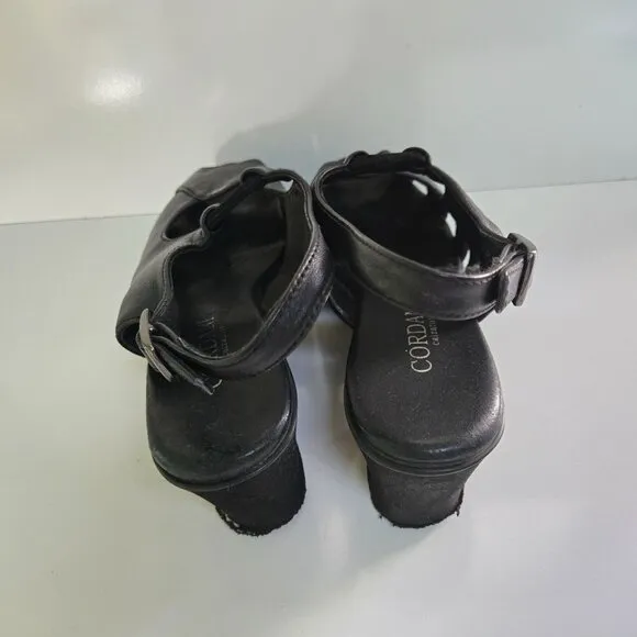 Cordani Retro Black Leather Peep Toe Sling Back Sandals Size 37