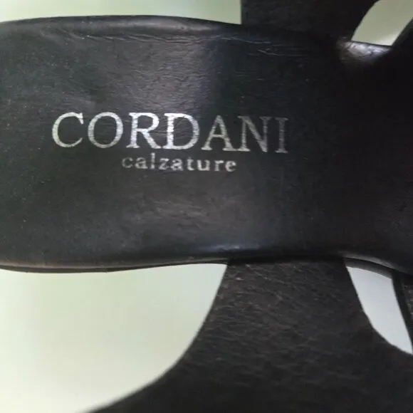 Cordani Retro Black Leather Peep Toe Sling Back Sandals Size 37