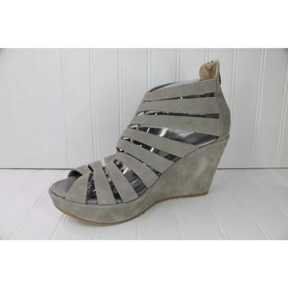 Cordani Gray Electra Strappy Wedge Sandals SZ 41