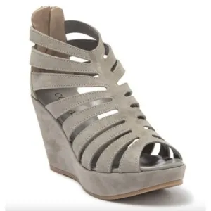 Cordani Gray Electra Strappy Wedge Sandals SZ 41