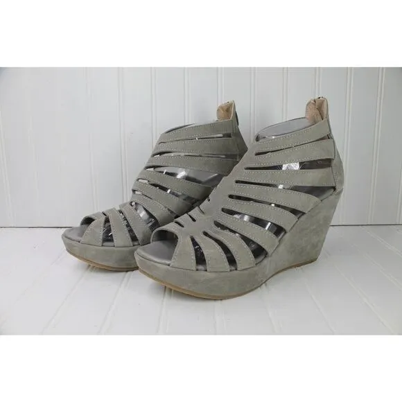 Cordani Gray Electra Strappy Wedge Sandals SZ 41