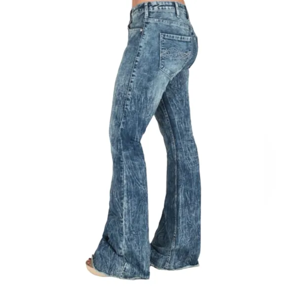 COWGIRL TUFF &quot;C. Breeze&quot; flares wide leg jeans acid wash bell bottoms 30R 30x33L