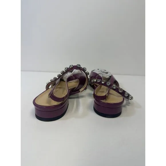 C.Paravano EU 37 US 5.5 Flats | Pointed Toe Sandal Slingback Purple Rhinestones