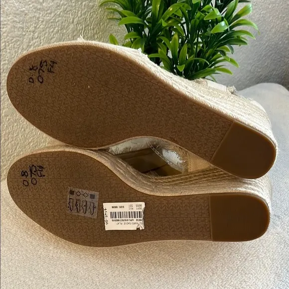 Cream Canvas Wedge Sandals with Ankle Strap MICHAEL KORS