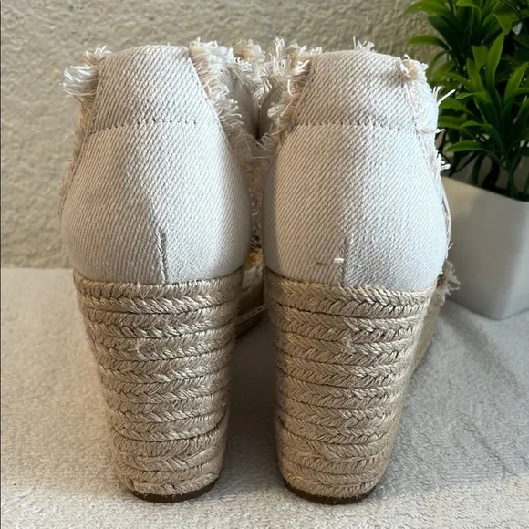 Cream Canvas Wedge Sandals with Ankle Strap MICHAEL KORS
