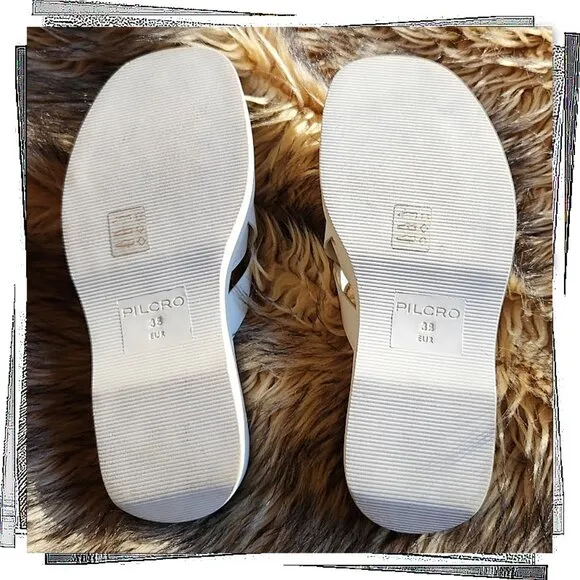 Cream Woven Leather Slide Sandals (EU 38/ US 7 - 7.5) by Pilcro