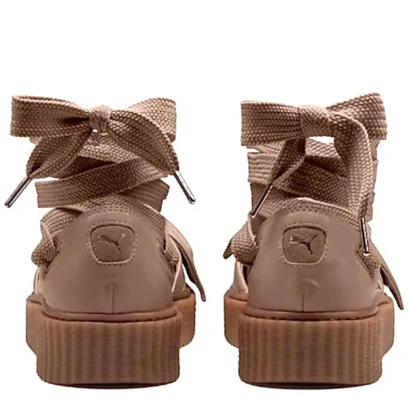 Creeper Platform Sandals with bow by Fenty Oatmeal Tan Size 9