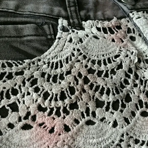 Crochet Denim Shorts