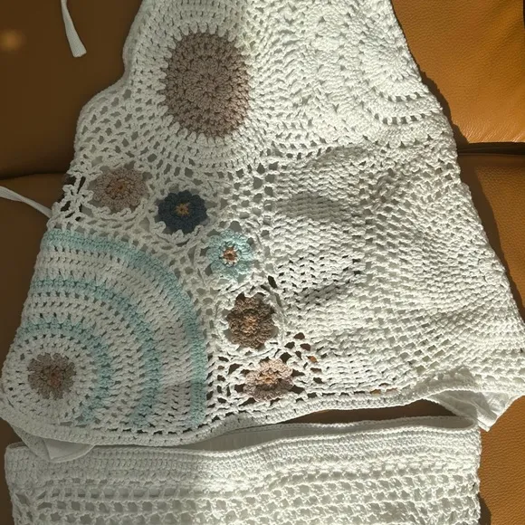 Crochet white 2 Piece set by FreePeople