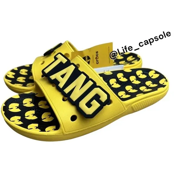 Crocs 5 Mens X Wu-Tang Clan Slides Yellow Black Men's Women NEW  7 Wns