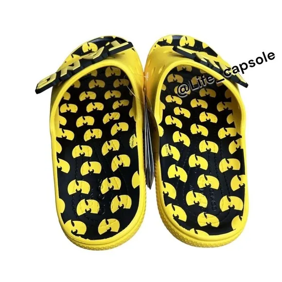 Crocs 5 Mens X Wu-Tang Clan Slides Yellow Black Men's Women NEW  7 Wns