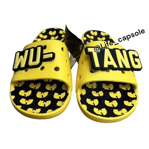 Crocs 5 Mens X Wu-Tang Clan Slides Yellow Black Men's Women NEW  7 Wns