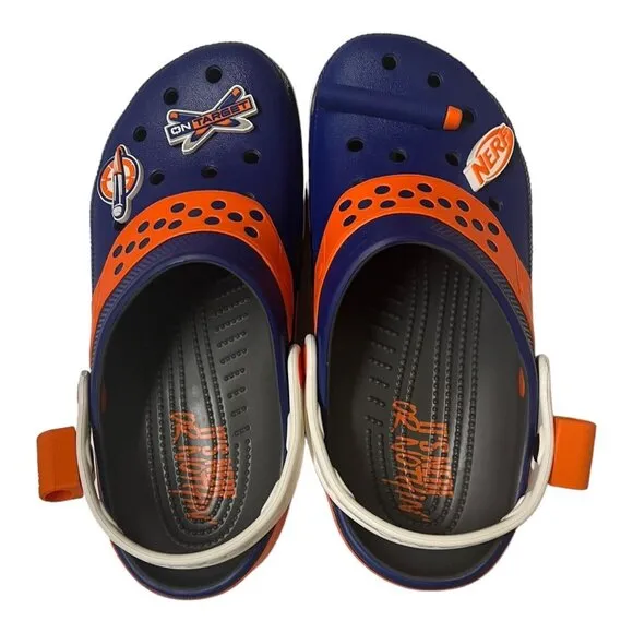 Crocs Classic Hasbro Nerf Clogs Blue Orange Unisex Size Men’s 7 Women’s 9 NWT
