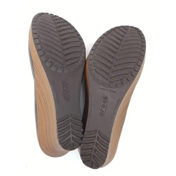 Crocs Leigh Sandals Women's 6 Brown Platform Ballet Wedge Heel