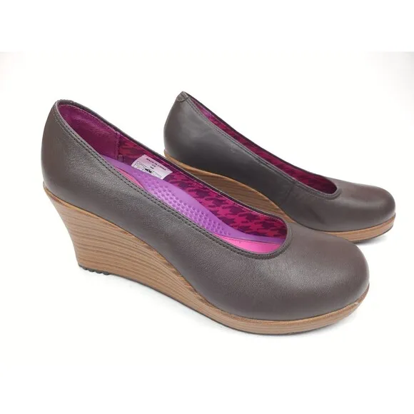Crocs Leigh Sandals Women's 6 Brown Platform Ballet Wedge Heel